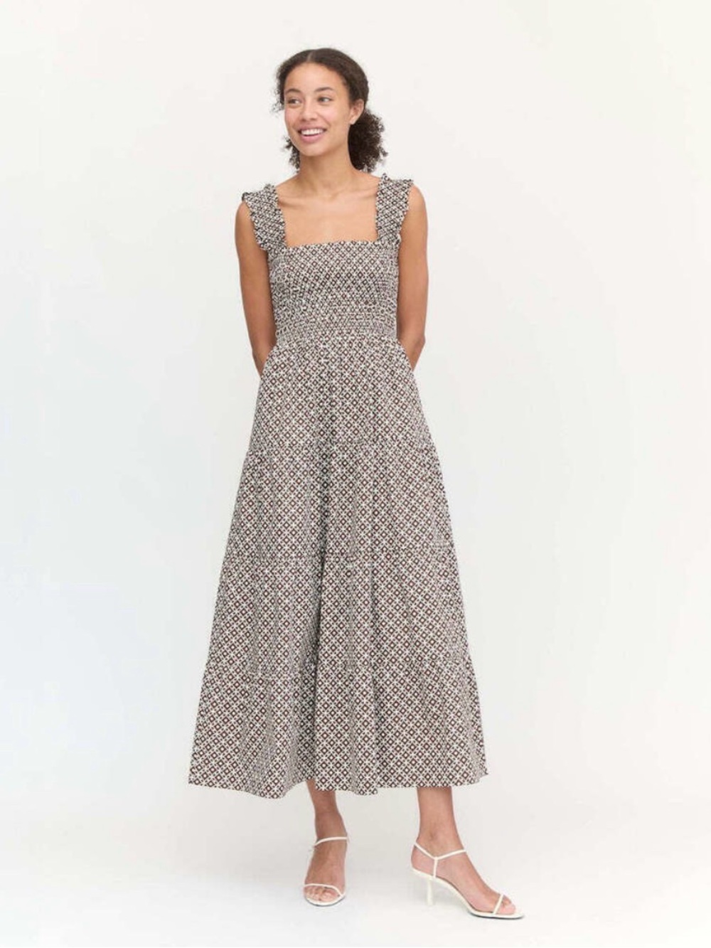 Hill House Home The Kimmy Nap Dress - Chocolate Circular Lattice Size Small - Picture 6 of 6